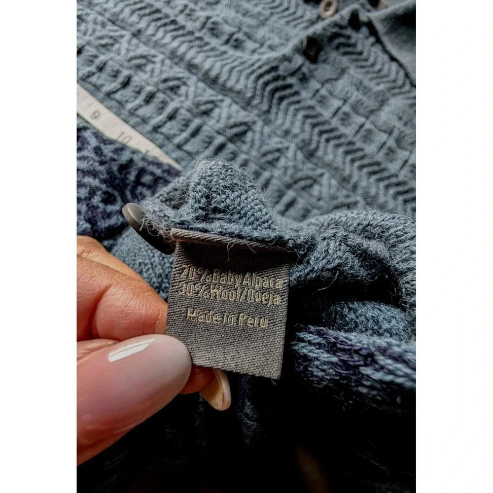 NEW! SOL Baby Alpaca - Wool Slate Blue Collared Knit Pullover $180
